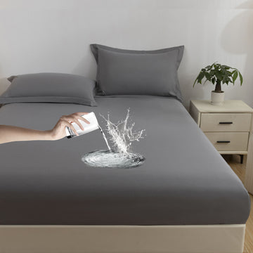 Solid Color Frosted Double Layer Water-proof Mattress Protective Cover Skin-friendly Soft Dustproof Protective Bedding