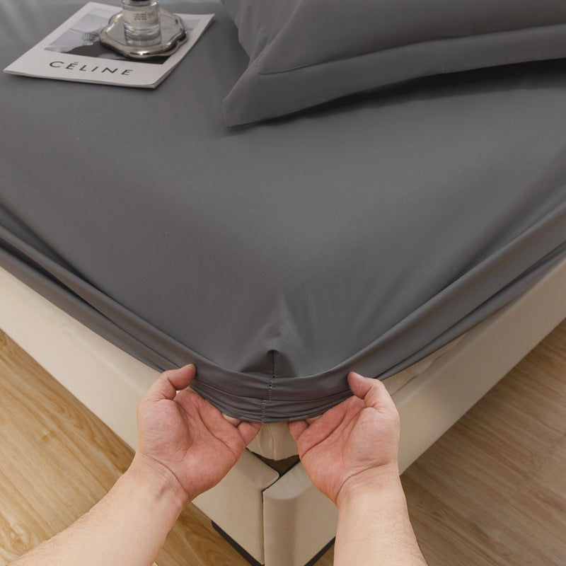 Solid Color Frosted Double Layer Water-proof Mattress Protective Cover Skin-friendly Soft Dustproof Protective Bedding